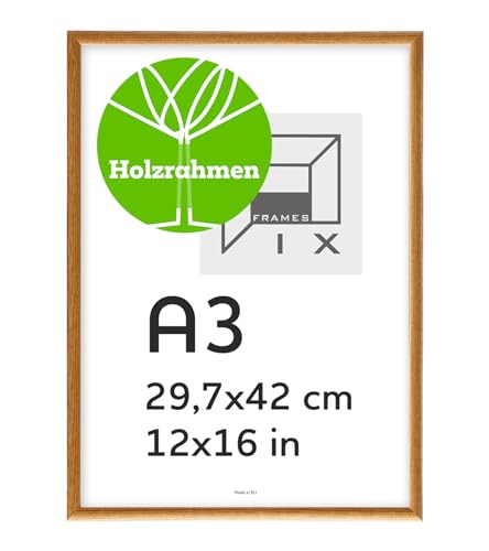Pix FRAMES Bilderrahmen A3 - Fotorahmen aus Holz - Rahmen mit Scheiben aus Acrylglas- Rahmen zum Aufhängen - Modern Photo Frame - 29,7x42 cm - Honig Pix FRAMES Bilderrahmen A3 - Fotorahmen aus Holz - Rahmen mit Scheiben aus Acrylglas- Rahmen zum Aufhängen - Modern Photo Frame - 29,7x42 cm - Honig von Pix FRAMES