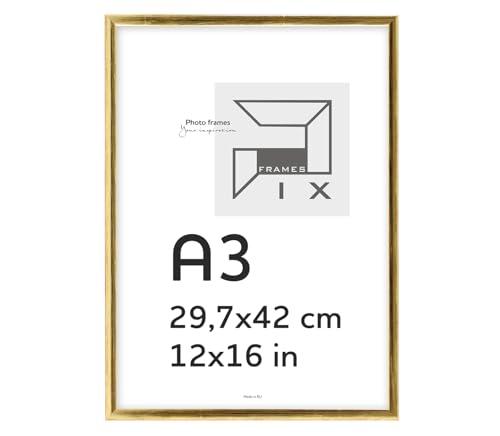 Pix FRAMES Bilderrahmen A3 - Fotorahmen aus Holz - Rahmen mit Scheiben aus acrylglas - Rahmen zum Aufhängen - Modern Photo Frame - 29,7x42 cm - Gold Pix FRAMES Bilderrahmen A3 - Fotorahmen aus Holz - Rahmen mit Scheiben aus acrylglas - Rahmen zum Aufhängen - Modern Photo Frame - 29,7x42 cm - Gold von Pix FRAMES