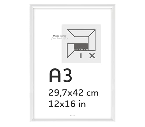 Pix FRAMES Bilderrahmen A3 - Fotorahmen aus Holz - Rahmen mit Scheiben aus acrylglas - Rahmen zum Aufhängen - Modern Photo Frame - 29,7x42 cm - Weiß Pix FRAMES Bilderrahmen A3 - Fotorahmen aus Holz - Rahmen mit Scheiben aus acrylglas - Rahmen zum Aufhängen - Modern Photo Frame - 29,7x42 cm - Weiß von Pix FRAMES