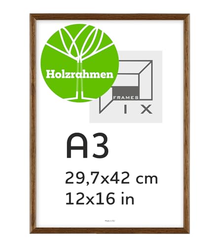 Pix FRAMES Bilderrahmen A3 - Fotorahmen aus Holz - Rahmen mit Scheiben aus acrylglas - Rahmen zum Aufhängen - Modern Photo Frame - 29,7x42 cm - Dunkelbraun Pix FRAMES Bilderrahmen A3 - Fotorahmen aus Holz - Rahmen mit Scheiben aus acrylglas - Rahmen zum Aufhängen - Modern Photo Frame - 29,7x42 cm - Dunkelbraun von Pix FRAMES