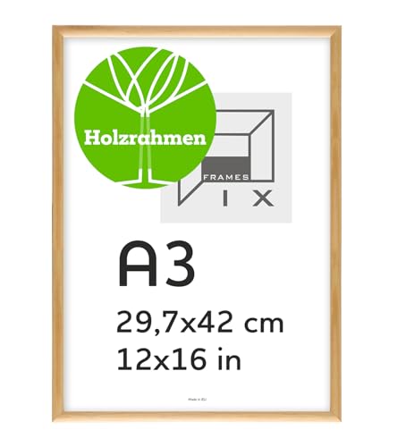 Pix FRAMES Bilderrahmen A3 - Fotorahmen aus Holz - Rahmen mit Scheiben aus acrylglas - Rahmen zum Aufhängen - Modern Photo Frame - 29,7x42 cm - Holz von Pix FRAMES