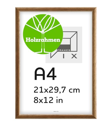 Pix FRAMES Bilderrahmen A4- Fotorahmen aus Holz - Rahmen mit Scheiben aus acrylglas - Rahmen zum Aufhängen und Aufstellen - Modern Photo Frame - 21x29,7 cm - Braun von Pix FRAMES