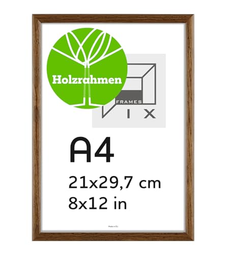 Pix FRAMES Bilderrahmen A4- Fotorahmen aus Holz - Rahmen mit Scheiben aus acrylglas - Rahmen zum Aufhängen und Aufstellen - Modern Photo Frame - 21x29,7 cm - Dunkelbraun von Pix FRAMES