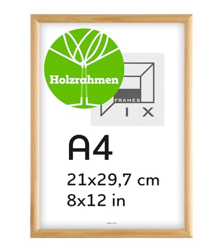 Pix FRAMES Bilderrahmen A4- Fotorahmen aus Holz - Rahmen mit Scheiben aus acrylglas - Rahmen zum Aufhängen und Aufstellen - Modern Photo Frame - 21x29,7 cm - Holz von Pix FRAMES