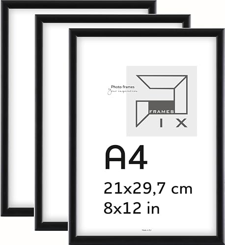 Pix FRAMES Bilderrahmen A4- Fotorahmen aus Holz mit Scheiben aus acrylglas - Rahmen zum Aufhängen und Aufstellen - Modern Photo Frame - 21x29,7 cm x3 Set - Schwarz Pix FRAMES Bilderrahmen A4- Fotorahmen aus Holz mit Scheiben aus acrylglas - Rahmen zum Aufhängen und Aufstellen - Modern Photo Frame - 21x29,7 cm x3 Set - Schwarz von Pix FRAMES