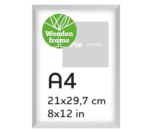 Pix FRAMES Bilderrahmen A4 Holz - Holzrahmen mit Scheiben aus acrylglas - Picture Frame - Holzbilderrahmen - Holz Bilderrahmen - Fotorahmen 21x29,7 cm - Silber Pix FRAMES Bilderrahmen A4 Holz - Holzrahmen mit Scheiben aus acrylglas - Picture Frame - Holzbilderrahmen - Holz Bilderrahmen - Fotorahmen 21x29,7 cm - Silber von Pix FRAMES