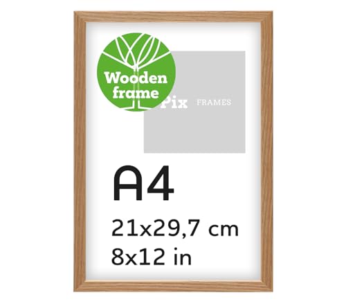 Pix FRAMES Bilderrahmen A4 Holz x5 Set - Holzrahmen mit Scheiben aus acrylglas - Picture Frame - Holzbilderrahmen - Holz Bilderrahmen - Fotorahmen 21x29,7 cm - Eiche Pix FRAMES Bilderrahmen A4 Holz x5 Set - Holzrahmen mit Scheiben aus acrylglas - Picture Frame - Holzbilderrahmen - Holz Bilderrahmen - Fotorahmen 21x29,7 cm - Eiche von Pix FRAMES