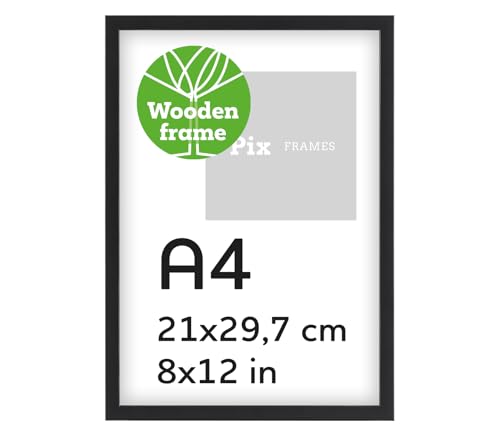Pix FRAMES Bilderrahmen A4 Holz x5 Set - Holzrahmen mit Scheiben aus acrylglas - Picture Frame - Holzbilderrahmen - Holz Bilderrahmen - Fotorahmen 21x29,7 cm - Schwarz Pix FRAMES Bilderrahmen A4 Holz x5 Set - Holzrahmen mit Scheiben aus acrylglas - Picture Frame - Holzbilderrahmen - Holz Bilderrahmen - Fotorahmen 21x29,7 cm - Schwarz von Pix FRAMES