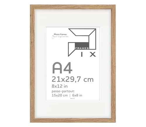 Pix FRAMES Bilderrahmen A4 - Idea Pass Kollektion - Holzrahmen mit Passepartout - Picture Frame - Holzbilderrahmen - Holz Bilderrahmen - Fotorahmen 21x29,7/15x20 cm - Eiche Pix FRAMES Bilderrahmen A4 - Idea Pass Kollektion - Holzrahmen mit Passepartout - Picture Frame - Holzbilderrahmen - Holz Bilderrahmen - Fotorahmen 21x29,7/15x20 cm - Eiche von Pix FRAMES