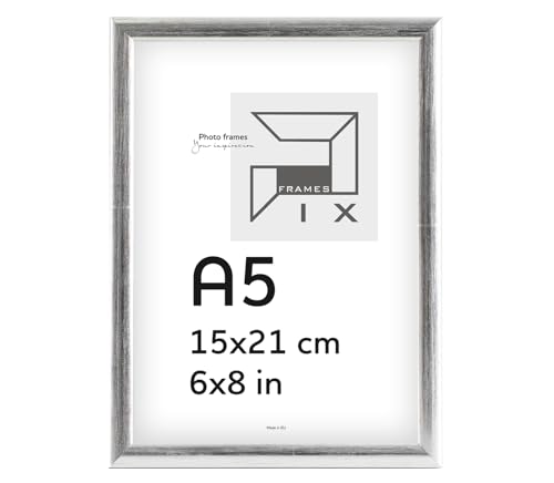 Pix FRAMES Bilderrahmen A5 - Fotorahmen aus Holz - Rahmen mit Scheiben aus acrylglas - Rahmen zum Aufhängen und Aufstellen - Modern Photo Frame - 15x21 cm - Silber Pix FRAMES Bilderrahmen A5 - Fotorahmen aus Holz - Rahmen mit Scheiben aus acrylglas - Rahmen zum Aufhängen und Aufstellen - Modern Photo Frame - 15x21 cm - Silber von Pix FRAMES