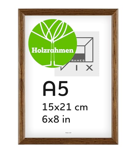 Pix FRAMES Bilderrahmen A5 - Fotorahmen aus Holz - Rahmen mit Scheiben aus acrylglas - Rahmen zum Aufhängen und Aufstellen - Modern Photo Frame - 15x21 cm - Dunkelbraun Pix FRAMES Bilderrahmen A5 - Fotorahmen aus Holz - Rahmen mit Scheiben aus acrylglas - Rahmen zum Aufhängen und Aufstellen - Modern Photo Frame - 15x21 cm - Dunkelbraun von Pix FRAMES