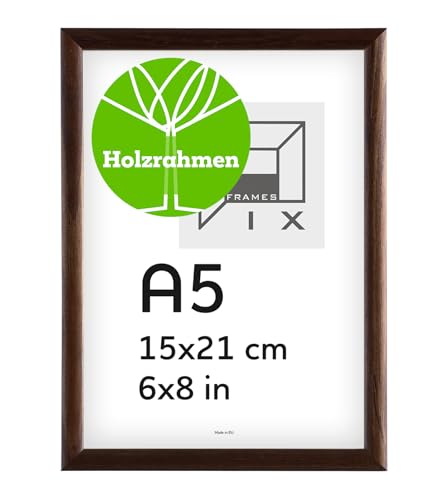Pix FRAMES Bilderrahmen A5 - Fotorahmen aus Holz - Rahmen mit Scheiben aus acrylglas - Rahmen zum Aufhängen und Aufstellen - Modern Photo Frame - 15x21 cm - Dunkelbraun Pix FRAMES Bilderrahmen A5 - Fotorahmen aus Holz - Rahmen mit Scheiben aus acrylglas - Rahmen zum Aufhängen und Aufstellen - Modern Photo Frame - 15x21 cm - Dunkelbraun von Pix FRAMES