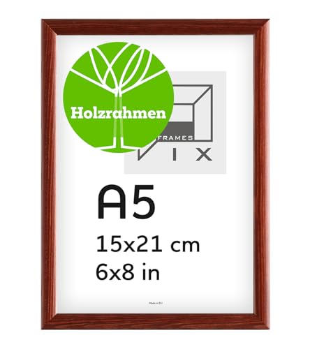 Pix FRAMES Bilderrahmen A5 - Fotorahmen aus Holz - Rahmen mit Scheiben aus acrylglas - Rahmen zum Aufhängen und Aufstellen - Modern Photo Frame - 15x21 cm - Mahagoni Pix FRAMES Bilderrahmen A5 - Fotorahmen aus Holz - Rahmen mit Scheiben aus acrylglas - Rahmen zum Aufhängen und Aufstellen - Modern Photo Frame - 15x21 cm - Mahagoni von Pix FRAMES