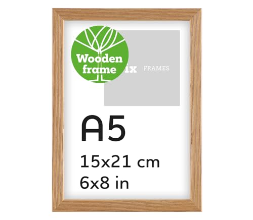 Pix FRAMES Bilderrahmen A5 Holz - Holzrahmen mit Scheiben aus acrylglas - Picture Frame - Holzbilderrahmen - Holz Bilderrahmen - Fotorahmen 15x21 cm - Eiche Pix FRAMES Bilderrahmen A5 Holz - Holzrahmen mit Scheiben aus acrylglas - Picture Frame - Holzbilderrahmen - Holz Bilderrahmen - Fotorahmen 15x21 cm - Eiche von Pix FRAMES