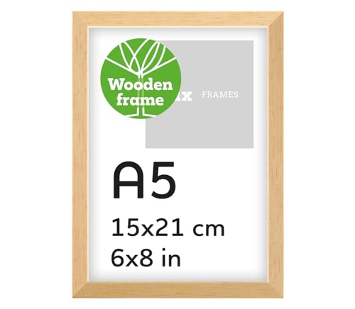 Pix FRAMES Bilderrahmen A5 Holz - Holzrahmen mit Scheiben aus acrylglas - Picture Frame - Holzbilderrahmen - Holz Bilderrahmen - Fotorahmen 15x21 cm - Natural Pix FRAMES Bilderrahmen A5 Holz - Holzrahmen mit Scheiben aus acrylglas - Picture Frame - Holzbilderrahmen - Holz Bilderrahmen - Fotorahmen 15x21 cm - Natural von Pix FRAMES