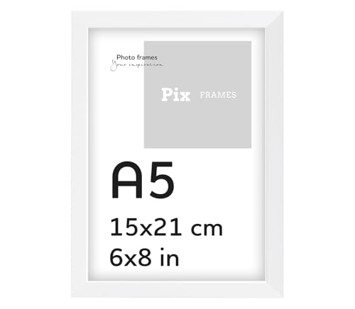 Pix FRAMES Bilderrahmen A5 Holz - Holzrahmen mit Scheiben aus acrylglas - Picture Frame - Holzbilderrahmen - Holz Bilderrahmen - Fotorahmen 15x21 cm - Weiß Pix FRAMES Bilderrahmen A5 Holz - Holzrahmen mit Scheiben aus acrylglas - Picture Frame - Holzbilderrahmen - Holz Bilderrahmen - Fotorahmen 15x21 cm - Weiß von Pix FRAMES