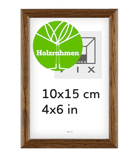 Pix FRAMES Bilderrahmen - Fotorahmen aus Holz - Rahmen mit Scheiben aus acrylglas - Rahmen zum Aufhängen und Aufstellen - Modern Photo Frame - 10x15 cm - Dunkelbraun von Pix FRAMES