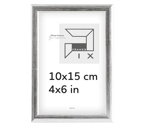 Pix FRAMES Bilderrahmen - Fotorahmen aus Holz - Rahmen mit Scheiben aus acrylglas - Rahmen zum Aufhängen und Aufstellen - Modern Photo Frame - 10x15 cm - Silber Pix FRAMES Bilderrahmen - Fotorahmen aus Holz - Rahmen mit Scheiben aus acrylglas - Rahmen zum Aufhängen und Aufstellen - Modern Photo Frame - 10x15 cm - Silber von Pix FRAMES