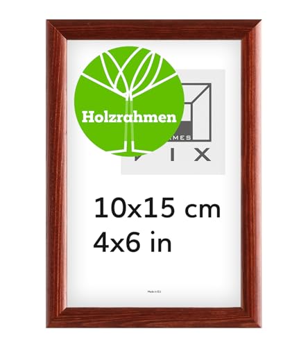 Pix FRAMES Bilderrahmen - Fotorahmen aus Holz - Rahmen mit Scheiben aus acrylglas - Rahmen zum Aufhängen und Aufstellen - Modern Photo Frame - 10x15 cm - Mahagoni von Pix FRAMES