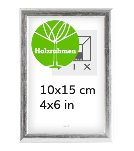 Pix FRAMES Bilderrahmen - Fotorahmen aus Holz - Rahmen mit Scheiben aus acrylglas - Rahmen zum Aufhängen und Aufstellen - Modern Photo Frame - 10x15 cm - Silber Pix FRAMES Bilderrahmen - Fotorahmen aus Holz - Rahmen mit Scheiben aus acrylglas - Rahmen zum Aufhängen und Aufstellen - Modern Photo Frame - 10x15 cm - Silber von Pix FRAMES