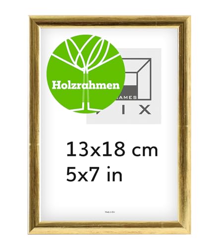 Pix FRAMES Bilderrahmen - Fotorahmen aus Holz - Rahmen mit Scheiben aus acrylglas - Rahmen zum Aufhängen und Aufstellen - Modern Photo Frame - 13x18 cm - Gold Pix FRAMES Bilderrahmen - Fotorahmen aus Holz - Rahmen mit Scheiben aus acrylglas - Rahmen zum Aufhängen und Aufstellen - Modern Photo Frame - 13x18 cm - Gold von Pix FRAMES
