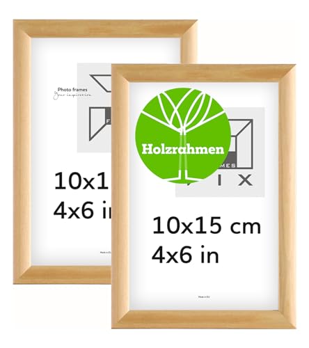 Pix FRAMES Bilderrahmen - Fotorahmen aus Holz mit Scheiben aus acrylglas - Rahmen zum Aufhängen und Aufstellen - Modern Photo Frame - 10x15 cm x2 Set - Holz von Pix FRAMES
