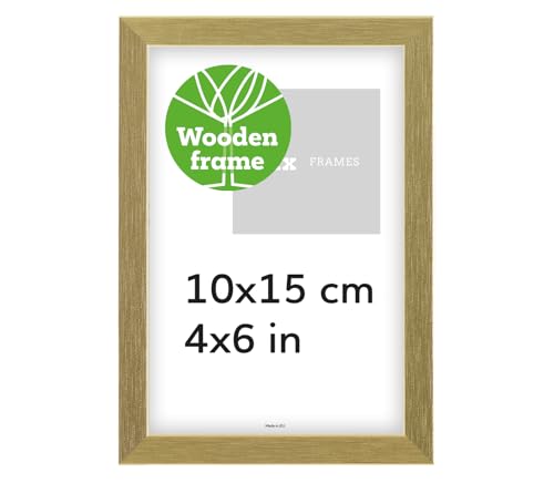 Pix FRAMES Bilderrahmen Holz - Holzrahmen mit Plexiglas - Picture Frame - Holzbilderrahmen - Holz Bilderrahmen - Fotorahmen 10x15 cm - Gold von Pix FRAMES