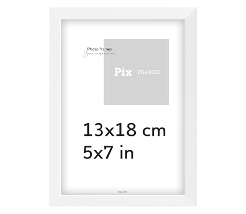 Pix FRAMES Bilderrahmen Holz - Holzrahmen mit Plexiglas - Picture Frame - Holzbilderrahmen - Holz Bilderrahmen - Fotorahmen 13x18 cm - Weiß von Pix FRAMES