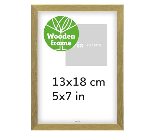 Pix FRAMES Bilderrahmen Holz - Holzrahmen mit Scheiben aus acrylglas - Picture Frame - Holzbilderrahmen - Holz Bilderrahmen - Fotorahmen 13x18 cm - Gold Pix FRAMES Bilderrahmen Holz - Holzrahmen mit Scheiben aus acrylglas - Picture Frame - Holzbilderrahmen - Holz Bilderrahmen - Fotorahmen 13x18 cm - Gold von Pix FRAMES