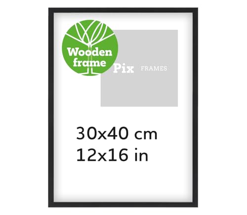 Pix FRAMES Bilderrahmen Holz - Holzrahmen mit Scheiben aus acrylglas - Picture Frame - Holzbilderrahmen - Holz Bilderrahmen - Fotorahmen 30x40 cm - Schwarz Pix FRAMES Bilderrahmen Holz - Holzrahmen mit Scheiben aus acrylglas - Picture Frame - Holzbilderrahmen - Holz Bilderrahmen - Fotorahmen 30x40 cm - Schwarz von Pix FRAMES