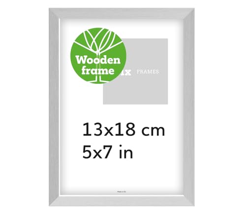 Pix FRAMES Bilderrahmen Holz - Holzrahmen mit Scheiben aus acrylglas - Picture Frame - Holzbilderrahmen - Holz Bilderrahmen - Fotorahmen 13x18 cm - Silber Pix FRAMES Bilderrahmen Holz - Holzrahmen mit Scheiben aus acrylglas - Picture Frame - Holzbilderrahmen - Holz Bilderrahmen - Fotorahmen 13x18 cm - Silber von Pix FRAMES