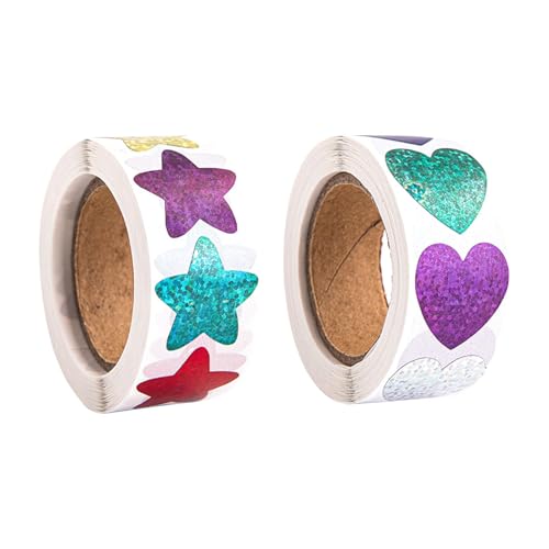 1000 Stück Sterne Sticker Glitzer - 1 Sterne Aufkleber Rolle und 1 Herz Glitzer Sticker, Aufkleber Kinder, Sticker Kinder für Belohnung, DIY Scrapbooking Dekoration, Valentinstag, Einladung, Umschläge 1000 Stück Sterne Sticker Glitzer - 1 Sterne Aufkleber Rolle und 1 Herz Glitzer Sticker, Aufkleber Kinder, Sticker Kinder für Belohnung, DIY Scrapbooking Dekoration, Valentinstag, Einladung, Umschläge von Pixaro