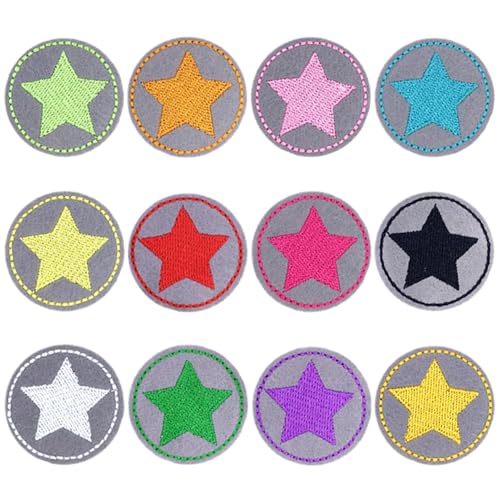 12 Stück Bügelflicken Kinder - Farbig Flicken zum Aufbügeln Kinder, Sterne Aufnäher Kinder, Bunte Aufnäher zum Aufbügeln,Bügelbilder für Textilien für Daunenjacke, Hosen, Reparaturflicken, Kleidung 12 Stück Bügelflicken Kinder - Farbig Flicken zum Aufbügeln Kinder, Sterne Aufnäher Kinder, Bunte Aufnäher zum Aufbügeln,Bügelbilder für Textilien für Daunenjacke, Hosen, Reparaturflicken, Kleidung von Pixaro