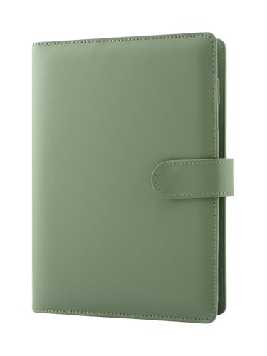 A5 Ringbuch 6 Loch Olivgrün - A5 Binder aus Kunstleder Ringbuch Nachfüllbar, mit Innentaschen Budget Binder Notizbuch für Reisearbeit und Organizer (ohne Innenpapier) von Pixaro