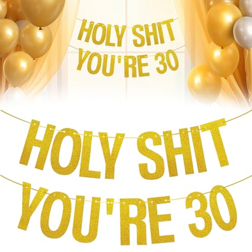 Pixaro Banner "Happy 30th Birthday", Dekoration zum 30. Geburtstag, goldenes Glitzer-Banner, Geburtstagsparty-Dekoration, 30. Geburtstag, lustiges Zubehör, Banner-Dekorationen für Damen und Herren Pixaro Banner "Happy 30th Birthday", Dekoration zum 30. Geburtstag, goldenes Glitzer-Banner, Geburtstagsparty-Dekoration, 30. Geburtstag, lustiges Zubehör, Banner-Dekorationen für Damen und Herren von Pixaro