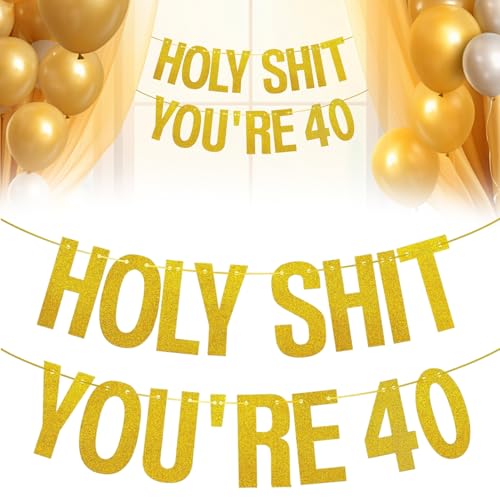 Pixaro Banner "Happy 40th Birthday", Dekoration zum 40. Geburtstag, goldenes Glitzer-Banner, Geburtstagsparty-Dekoration, lustiges Zubehör für Damen und Herren Pixaro Banner "Happy 40th Birthday", Dekoration zum 40. Geburtstag, goldenes Glitzer-Banner, Geburtstagsparty-Dekoration, lustiges Zubehör für Damen und Herren von Pixaro