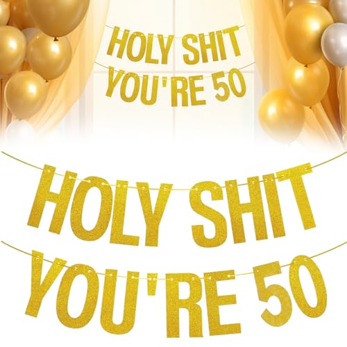 Pixaro Banner "Happy 50th Birthday", Dekoration zum 50. Geburtstag, goldenes Glitzer-Banner, Geburtstagsparty-Dekoration, 50. Geburtstag, lustiges Zubehör, Banner-Dekorationen für Damen und Herren Pixaro Banner "Happy 50th Birthday", Dekoration zum 50. Geburtstag, goldenes Glitzer-Banner, Geburtstagsparty-Dekoration, 50. Geburtstag, lustiges Zubehör, Banner-Dekorationen für Damen und Herren von Pixaro