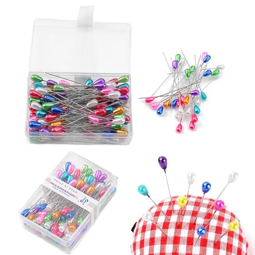 Stecknadeln mit Kopf Groß - 200 Stück Bunte Stecknadeln Nadeln, 55mm Nadeln mit Kopf, Lange Stecknadel, Nähen Zubehör, Abstecknadeln Sewing Pins für Basteln,Quinten,Nähen,Craft,Komponenten Dekoration von Pixaro
