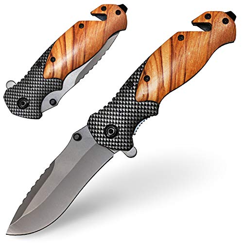 Pixelstudio Jäger Messer Jagd Klappmesser Outdoor Taschenmesser Jagdmesser Trekking Geschenk Männer Holz von Pixelstudio