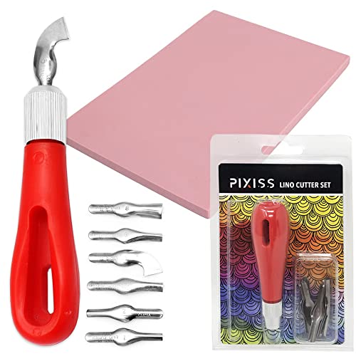 Gummiblock Stempel Schnitzblock Stempel Making Kit mit Cutter Tools, 1 Schnitzerei Gummistempel für Druckherstellung, Drucken und mehr von Pixiss