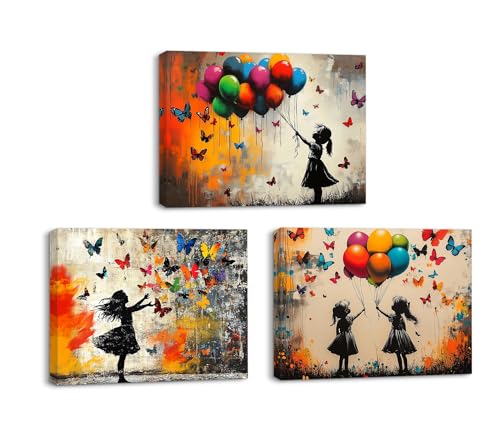 Piy Painting Buntes Leinwandbild, Leinwand Wandbilder, Zwei kleine Mädchen spielen mit Luftballons, Gerahmtes Kunstwerk Malerei Für Schlafzimmer Flur Cafe Wanddekoration, 3 Paneele 40x30 cm Piy Painting Buntes Leinwandbild, Leinwand Wandbilder, Zwei kleine Mädchen spielen mit Luftballons, Gerahmtes Kunstwerk Malerei Für Schlafzimmer Flur Cafe Wanddekoration, 3 Paneele 40x30 cm von Piy Painting