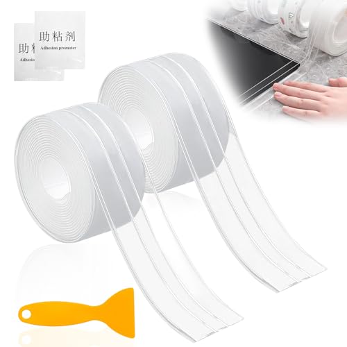 2 Rollen Dichtband Selbstklebend Wasserdicht, Transparente Fugendichtungsband, PVC Wasserdichtes Klebeband für WC Küche Bad Lücke Flieseund Waschbecken von Pizens