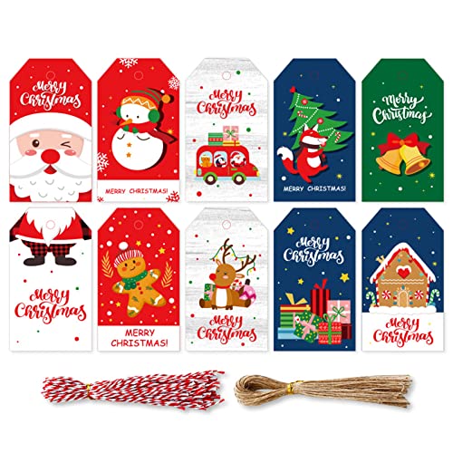 100 Stück Kraftpapier-Etiketten, Weihnachts-Kraftanhänger mit Bindfaden, für Feiertage, Geschenkpapier, Etikettenpaket 100 Stück Kraftpapier-Etiketten, Weihnachts-Kraftanhänger mit Bindfaden, für Feiertage, Geschenkpapier, Etikettenpaket von Pjeghbvop
