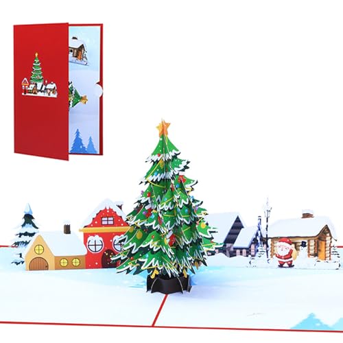 Bunte 3D-Weihnachtsbaum-Karte, aufwendig gestaltete Popup-Grußkarten mit passendem Umschlag zum Versenden von Wünschen von Pjeghbvop
