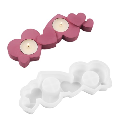 Elegante Doppel Loch Herzkerzenhalter Formen Robuste Silikonharzformen Für Kerzenhalter Und Teelichthandwerk Individueller Geschenkform von Pjeghbvop
