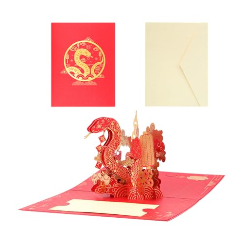 Pjeghbvop Gold Folie 3D Popup Spring Festival Grußkarte Mit Umschlag Chinesisches Neujahrssegen Für Familie Und Freund von Pjeghbvop