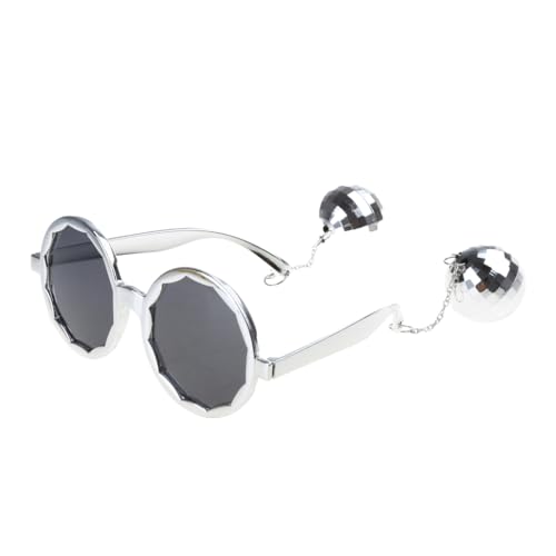 Pjeghbvop Übergroße, runde, funkelnde Vintage-Discobrille mit Anhänger, Vintage-Stil von Pjeghbvop