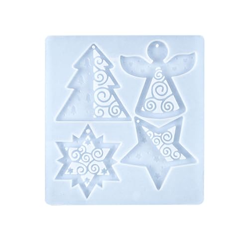 Silikonform für Weihnachtsanhänger, Epoxidharz, kleine Weihnachtsbaum-Hängeetiketten, Heimdekorationen von Pjeghbvop