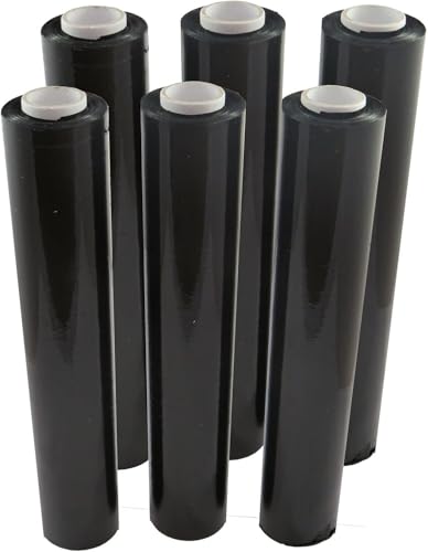 PKGE Schrumpffolie, robust, PVC, Schwarz, 400 mm x 250 m, 6 Stück von Pkge