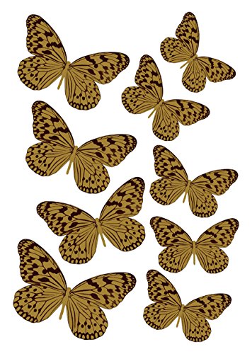 Plage Electrostatic Sticker for Christmas Schmetterlingen, Plastik, Gold, 29,7 x 0,1 x 21 cm von Plage